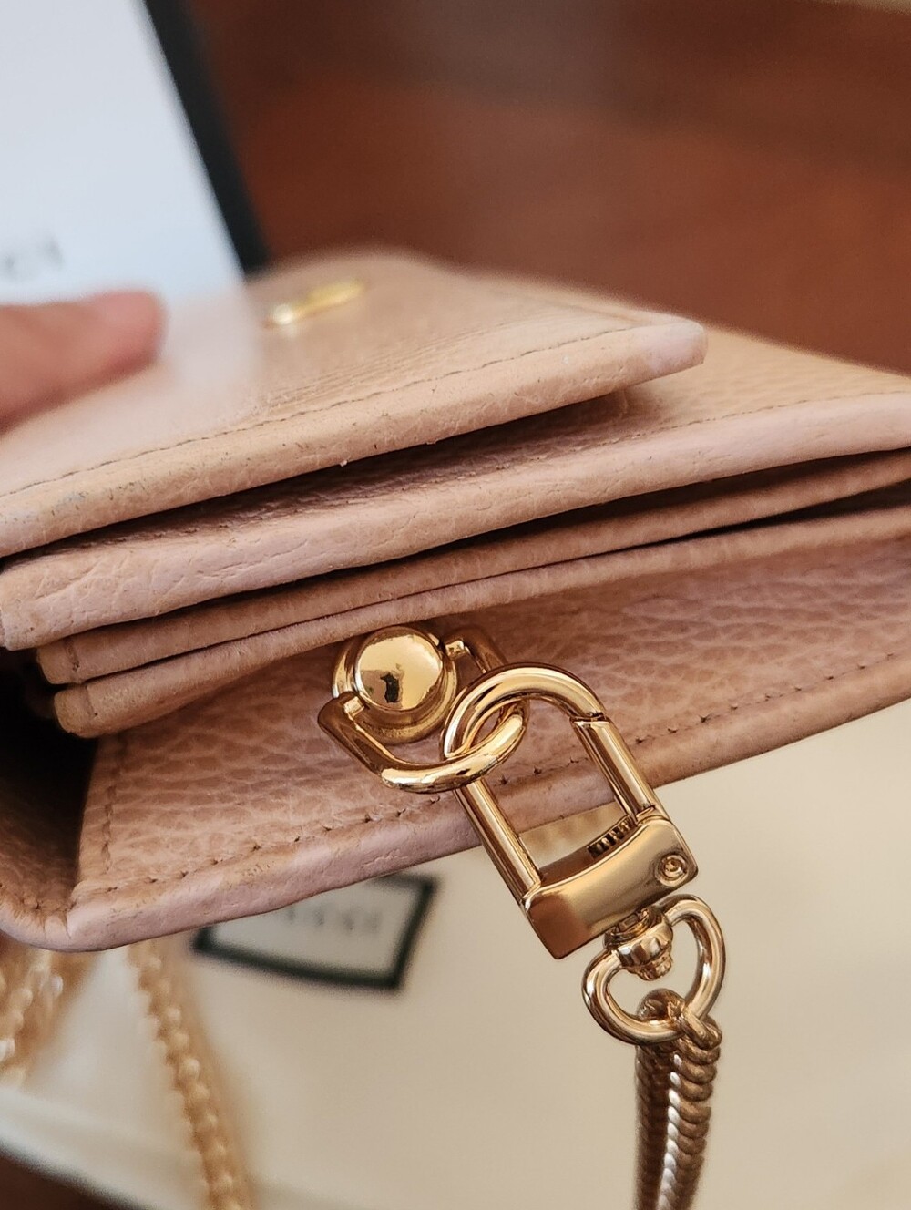 Gucci Pink Leather Marmont Wallet On Chain - Picture 3 of 11
